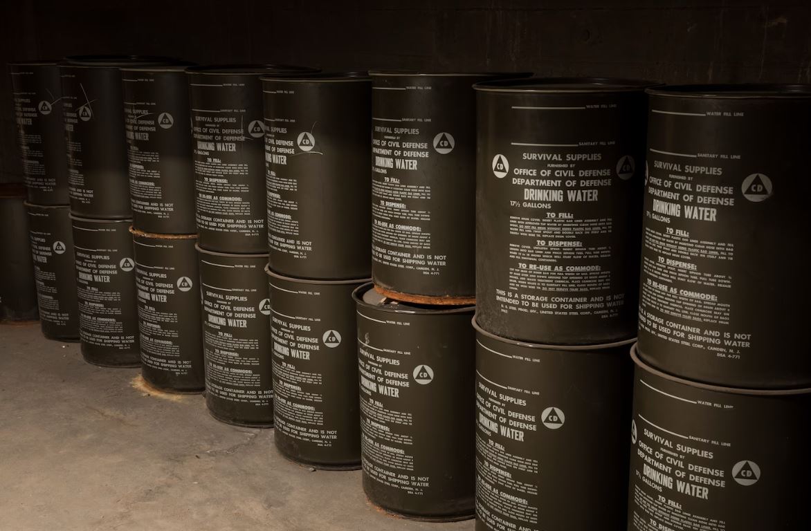 Civil Defense fallout shelter supplies left in the Dupont Underground